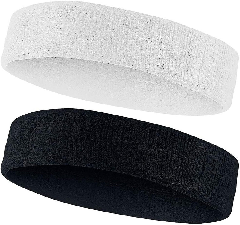 DreamPalace India Yoga Sweat Sports Headband Workout & Running Head Band(Black, White)