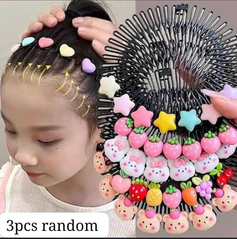 KVY COLLECTION Baby girl hair accessories hair clips rubber bands zigzag hair comb 3pcs Hair Accessory Set(Multicolor)