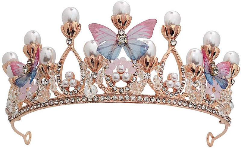 Gitesh Emergity Crystal Tiara Crown, Pearl Crown for Princess Costumes Hair Band(Multicolor)