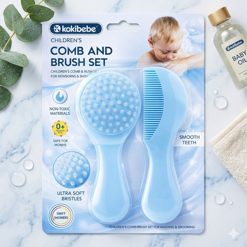 My Face True Nature Baby Comb Brush Set | Baby Hair Brush & Comb | Baby Grooming Kit Blue