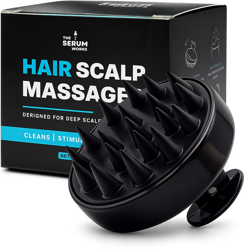 The Serum Works Hair Scalp Massager | Soft Silicone Scalp Brush | Deep Cleaning & Anti-Dandruff