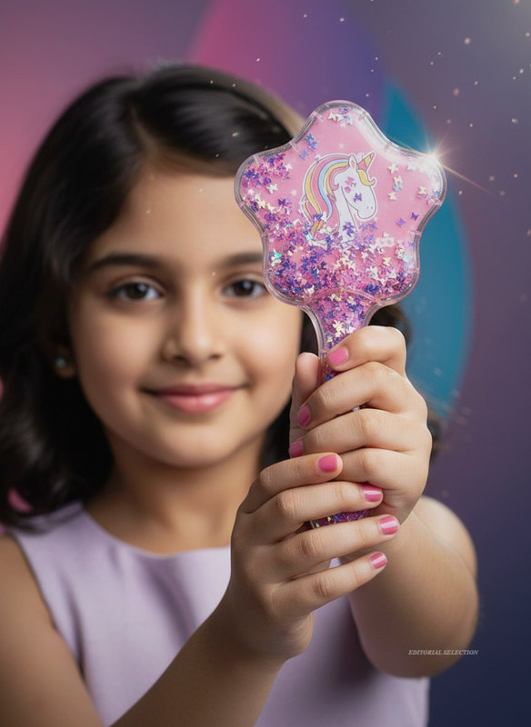 Bluezoo Unicorn Hair Brush & Comb Set, Glitter Kids Massage Brush (Pack of 2)