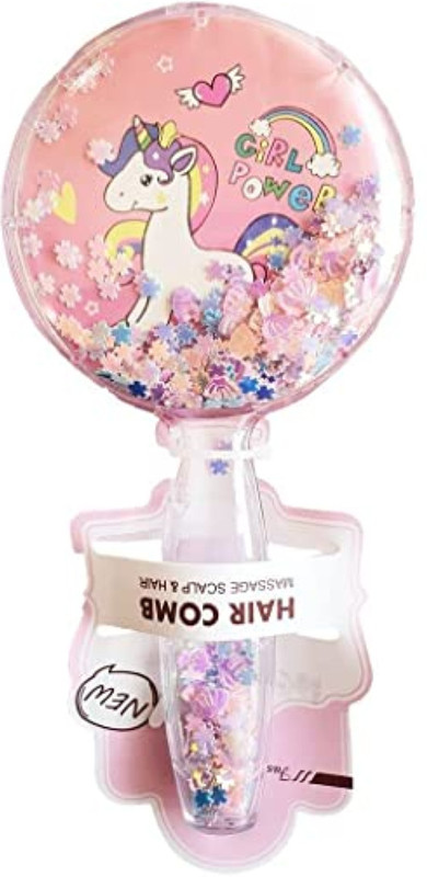 feelhigh Unicorn Imported Glittery Round Brush 3D Kids Hair Brush/Hair Comb
