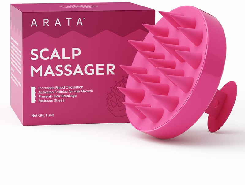 arata Scalp Massager with Silicone Bristles | Deep Clean, Exfoliate & Boost Blood Flow