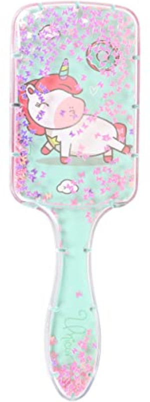 feelhigh Unicorn Imported Glittery Paddle Brush 3D Kids Hair Brush/Hair Comb