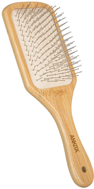 Ankita Bamboo Wood Paddle Hair Brush with Steel Pin Bristles