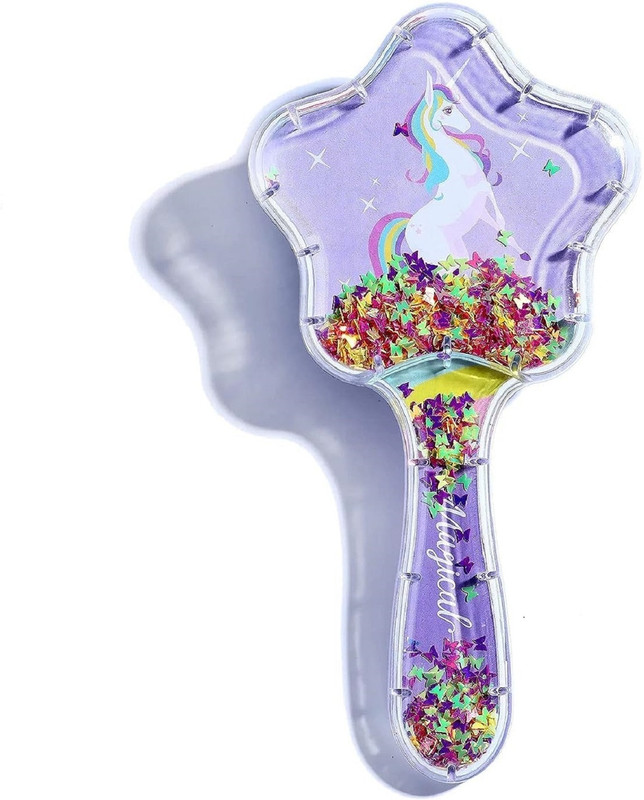 COSMETIKA Unicorn Star Shaped Glittery Detangling Hairbrush Comb Glide On Tangles for Kids