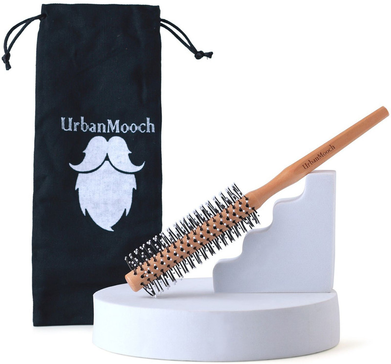 UrbanMooch Wooden Round Hair Brush For Men Blow Drying, Roller Hair Brush for Volume
