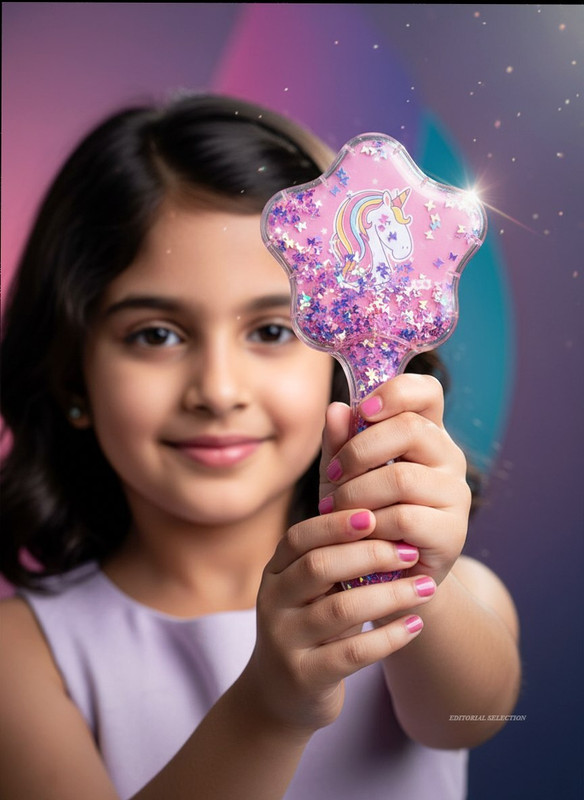 Bluezoo Unicorn Hair Brush & Comb Set, Glitter Kids Massage Brush (Pack of 2)