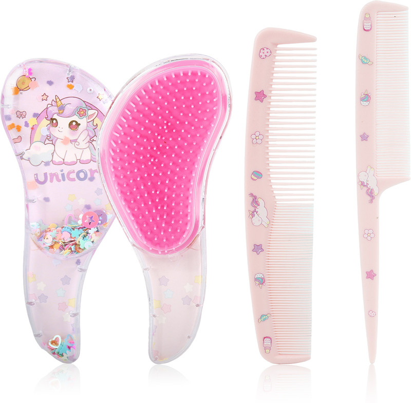 maycreate Girls 3 Piece Hair Brush Comb Set with Unicorn Design for Easy Styling