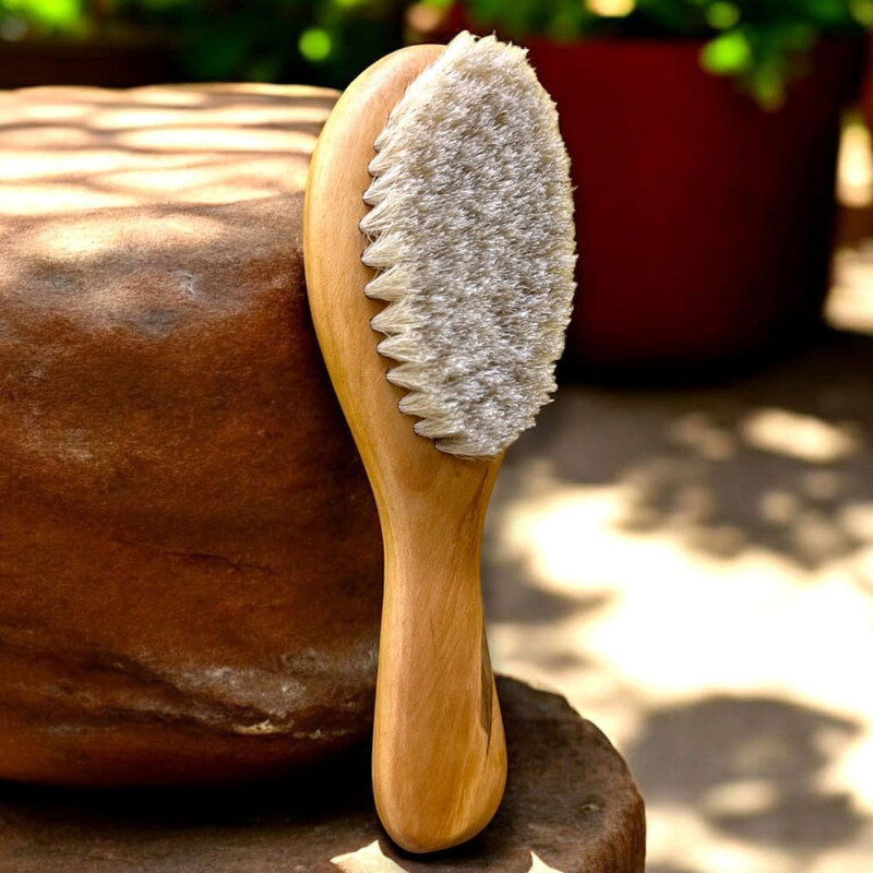 Comfy Cheeks Wooden Baby Hair Brush for Kids – Soft Bristles, Gentle Scalp Massage Brush