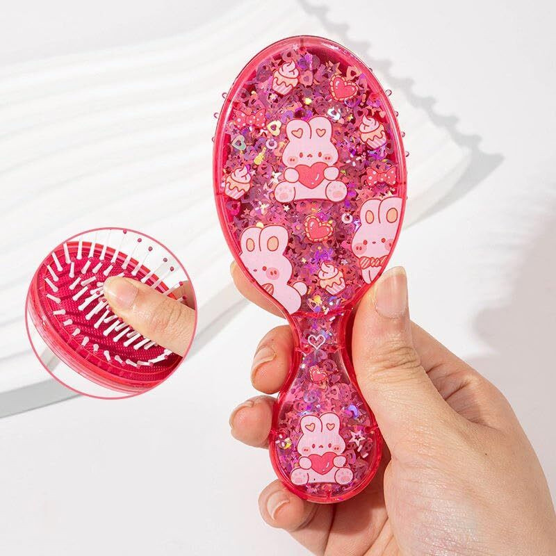 TROVEXX Hair Brush Comb with Glitter Cartoon Design Soft Bristles for Baby Kids Girls