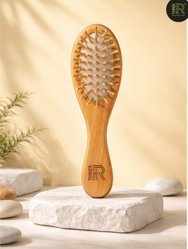 3R Baby Hair Brush Kids | Mini Wooden Baby Hair Brush | Safe Brush for Toddler.