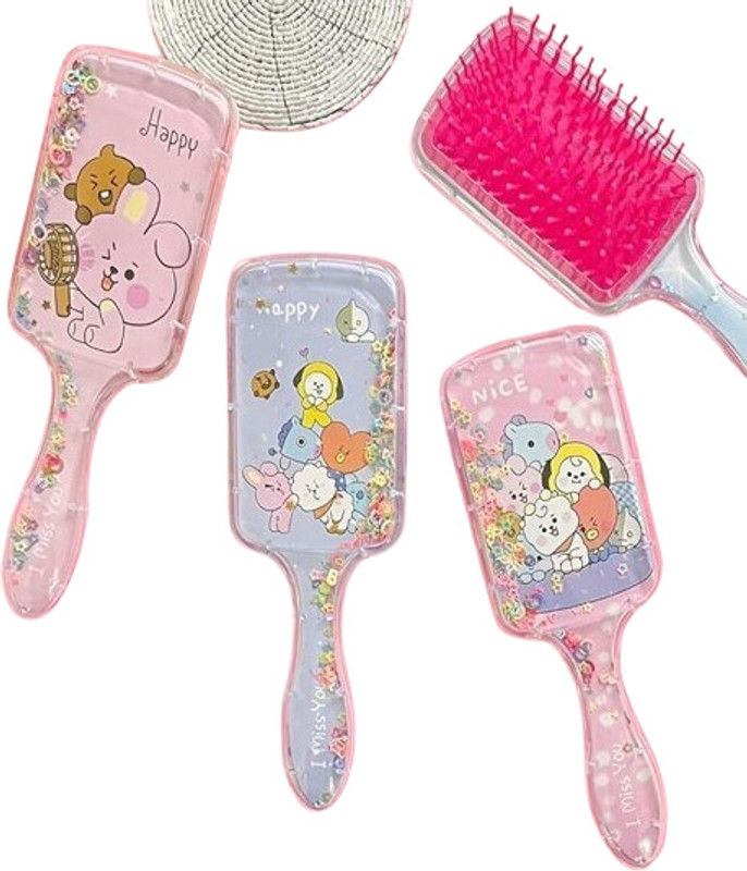 APEROL DESIGN Cute Cartoon Glitter Hair Brush with Moving Sequins and Soft Bristles for Girls