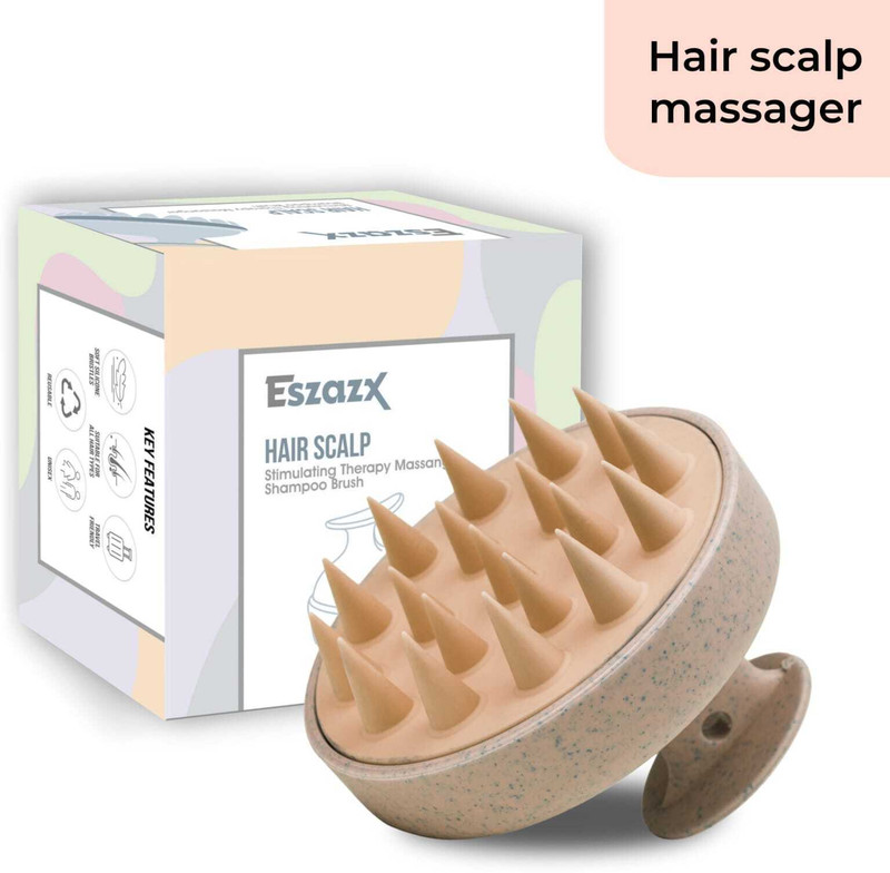 ESZAZX Eco-friendly Wheat Straw body with Soft Silicon Bristles, Hair Scalp Scrubber
