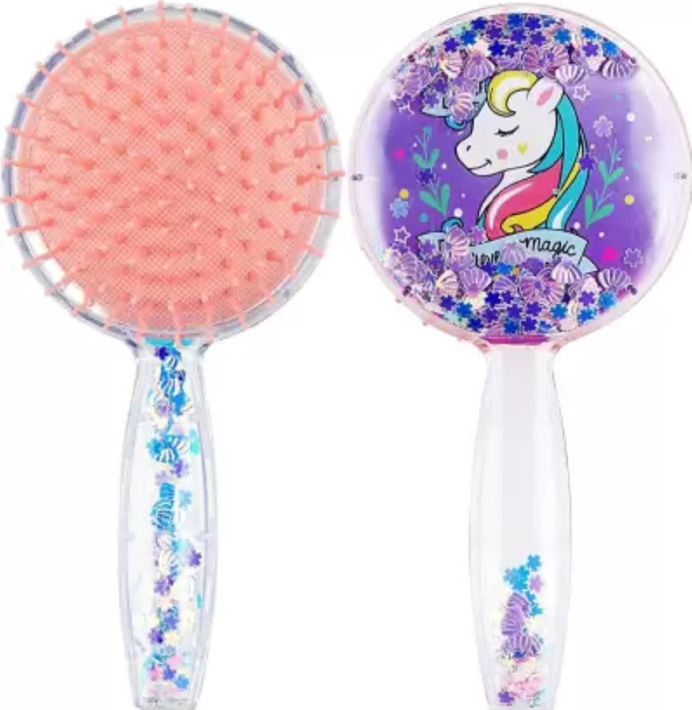 feelhigh Unicorn Imported Glittery Round Brush 3D Kids Hair Brush/Hair Comb