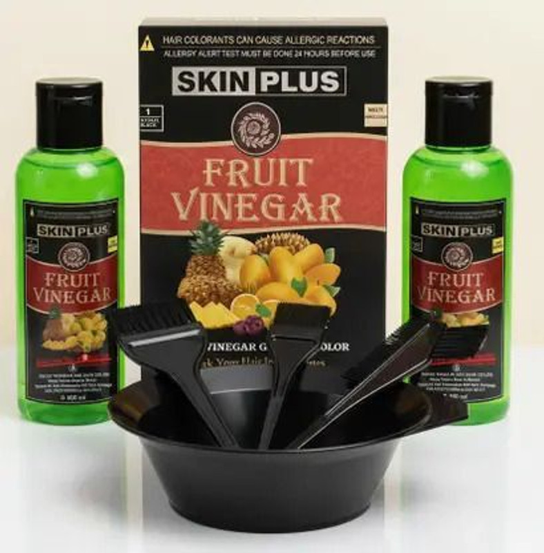 SKINPLUS Fruit Vinegar Hair Gel Based Color , Natural Black Color Dye for Hair Care With Natural Ammonia Free Color Dye