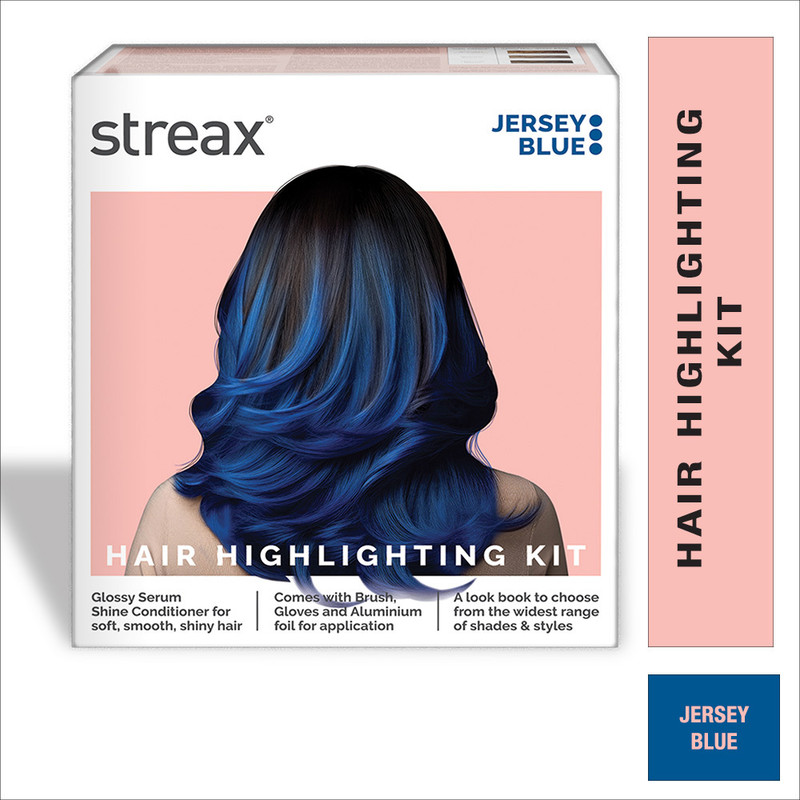 Streax Highlight Kit , Hair Colour for Women - 180g, DIY Application , Jersey Blue