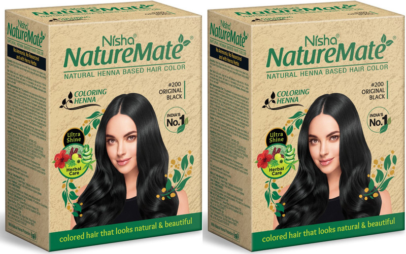 Nisha Nature Mate Henna Powder Hair Colors for Women 100% Natural Hair Colour 60g Each , Natural Black