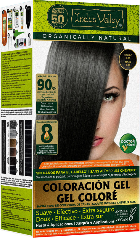 Indus Valley Organically Natural Damage Free Gel Color,No Ammonia Hair Men Women , Black 1.00