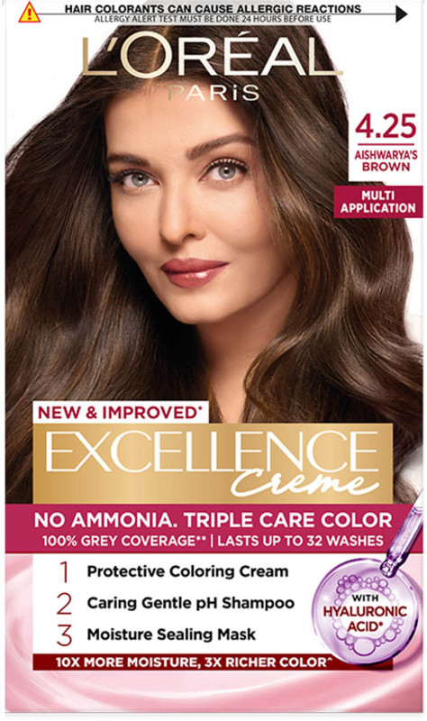 L'Oréal Paris Excellence Creme Hair Colour |Grey Coverage & Ammonia free , Aishwarya's Brown 4.25