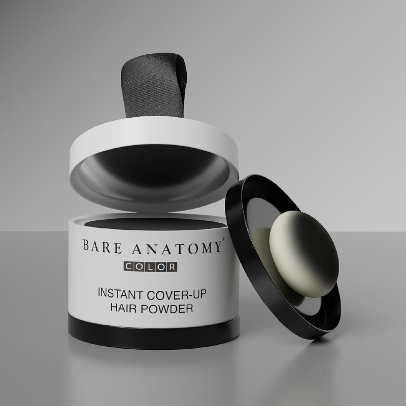 BARE ANATOMY Cover-Up Hair Powder for 100% Instant Grey Coverage | Seamless Natural Finish , Balck