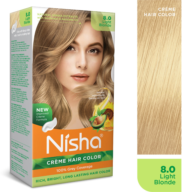 Nisha Creme Hair Color Women Light Blonde 60g+60ml Long lasting Permanent Hair Color , Light Blonde