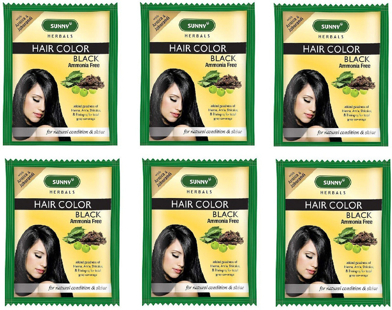 Sunny Herbals Black-6 , Black Ammonia Free Hair Color (Pack of 6) 20g X 6