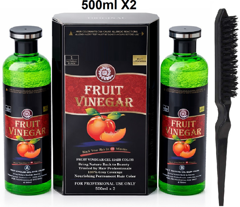 Utrust FRUIT VINEGAR HAIR COLOR, NATURAL BLACK , Natural Black Color Dye for Hair Care,Natural Ammonia Free And Comb