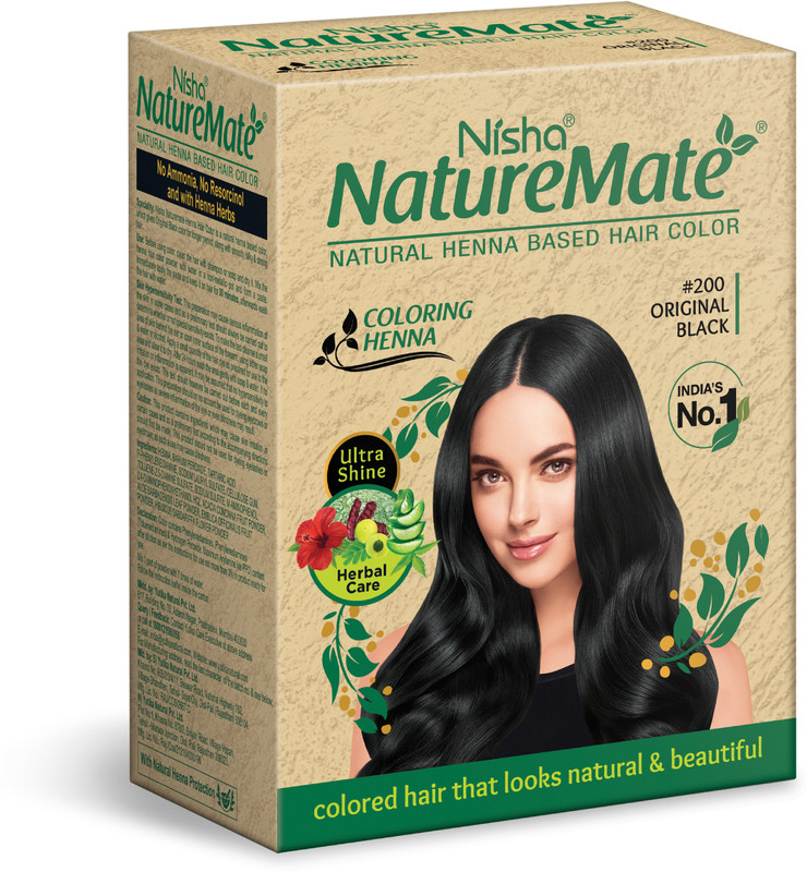 Nisha Nature Mate Natural Henna Powder For Hair Color 60 gm each (Pack OF 1) , Natural Black