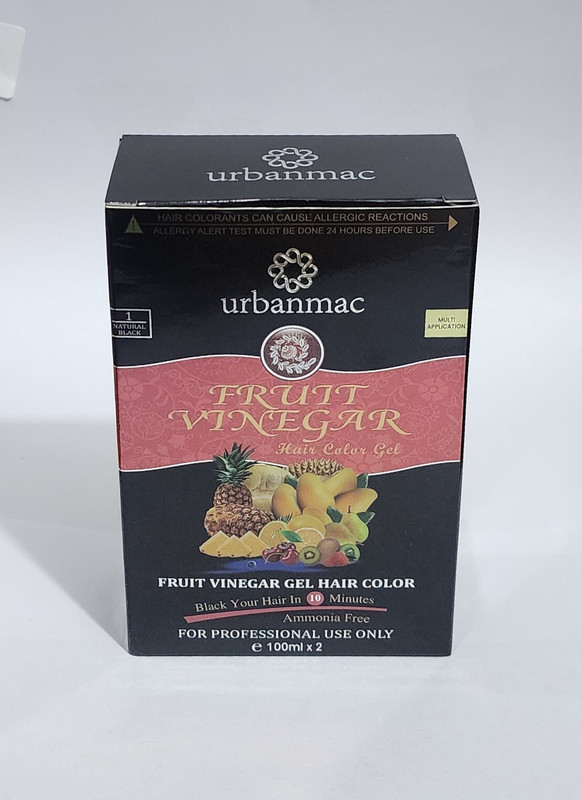URBANMAC Hair Color Gel with Fruit Vinegar – Natural Black, 10 Min Quick Color , Natural Black