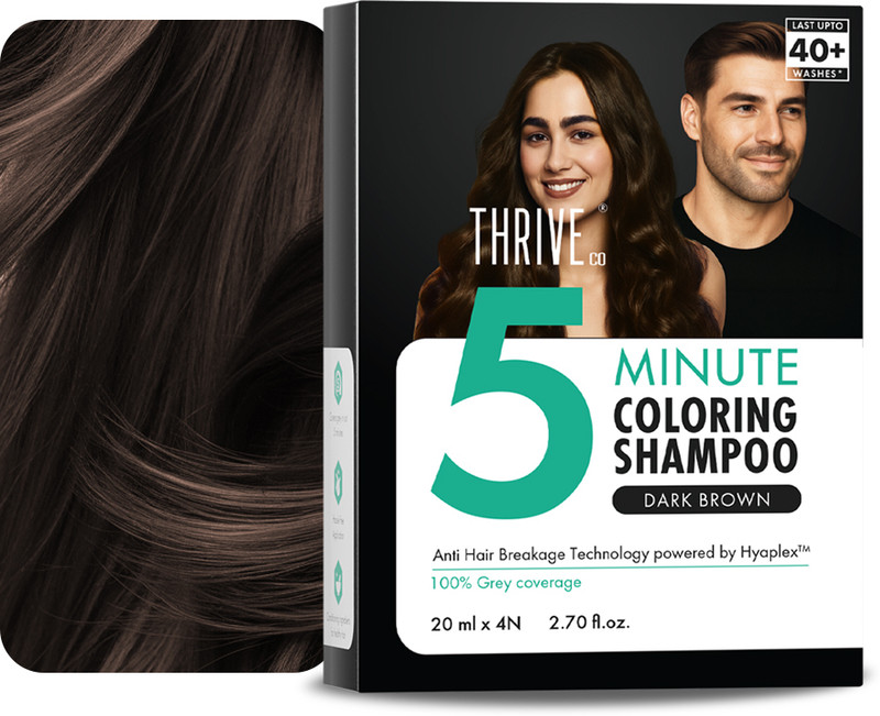 ThriveCo Hair Colouring Shampoo Dark Brown | 5-Minute Hair Dye Shampoo | Ammonia-Free , Dark Brown