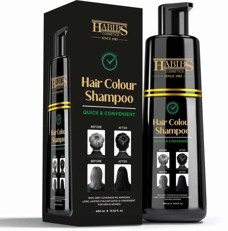 Habibs Hair Color Shampoo for Gray Hair Magic Hair Dye Shampoo , Black