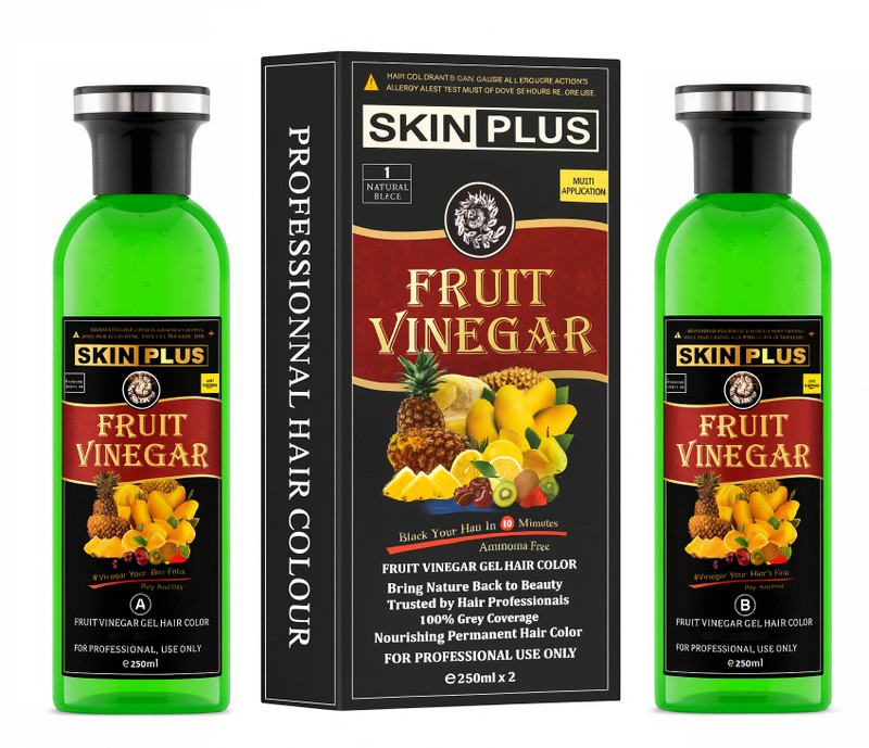 SKINPLUS Fruit Extract-Enriched Vinegar Gel Hair Color for Stunning, Nourishing,250x2ml , Natural Black