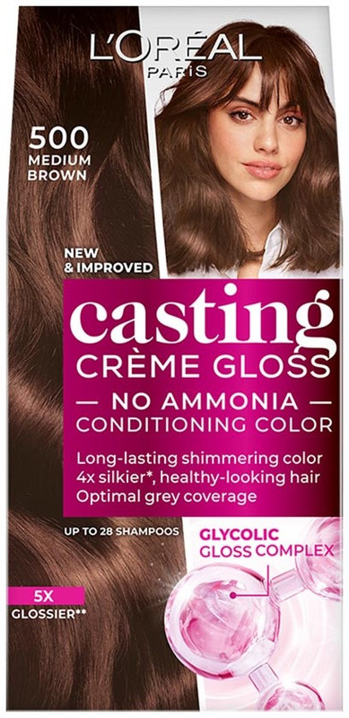 L'Oréal Paris Casting Creme Gloss With Glycolic Gloss Complex , 500 Medium Brown
