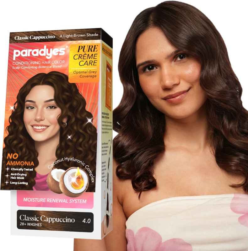 Paradyes Pure Crème Care No Ammonia Hair Color Classic Cappuccino 4.0, 60g + 10 ml , Classic Cappuccino