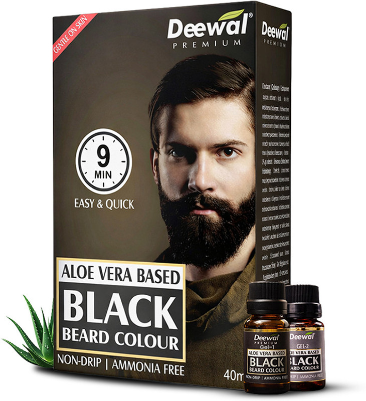 Deewal Premium Gel Black Beard Colour for Men, 9 Min Quick Formula , Black