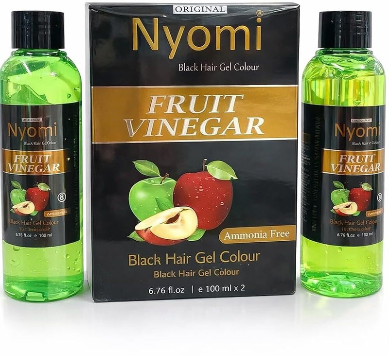 Nyomi ORIGINAL FRUIT VINEGAR BLACK GEL BASED HAIR DYE COLOR 200 ML , Natural Black