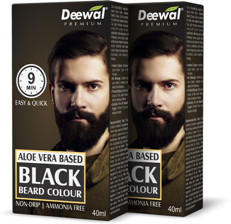 Deewal Black Beard Colour | Ammonia Free | Non-Drip | Easy 9-Min Application , Black