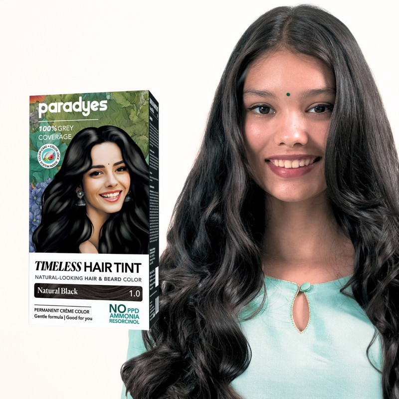 Paradyes Mini Natural Black Timeless Permanent Hair & Beard Color, Complete Grey Coverage , Natural Black