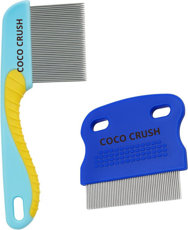 COCO CRUSH Fine Tooth & Long Handle Hair Combs for Lice, Nit, Dandruff Removal; Grooming