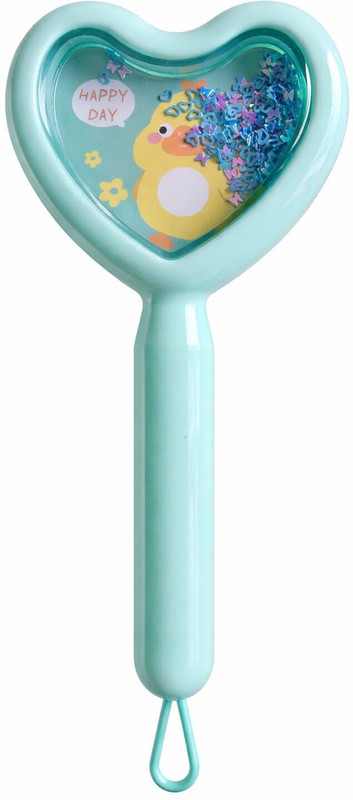 Zivvara Heart Shape Sky Blue Glitter Hair Brush Cute Detangling Styling Brush for Girls