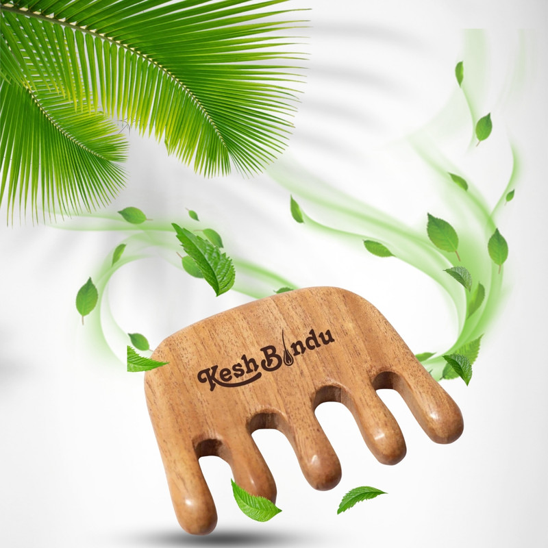 KeshBindu AROMATHERAPY Neem Wooden Comb Wide Tooth for Hair Growth