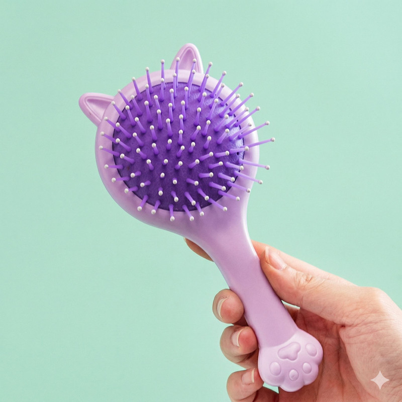 vrunda Cat Paw Mirror Air Cushion Comb