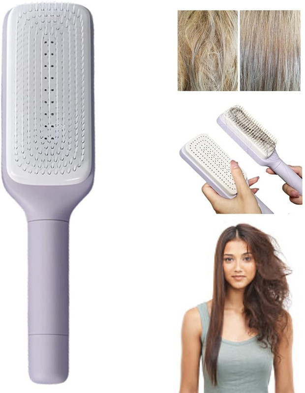 NISHIV Self-cleaning Anti-static Massage Comb - Hair Brush for Adults and Kids
