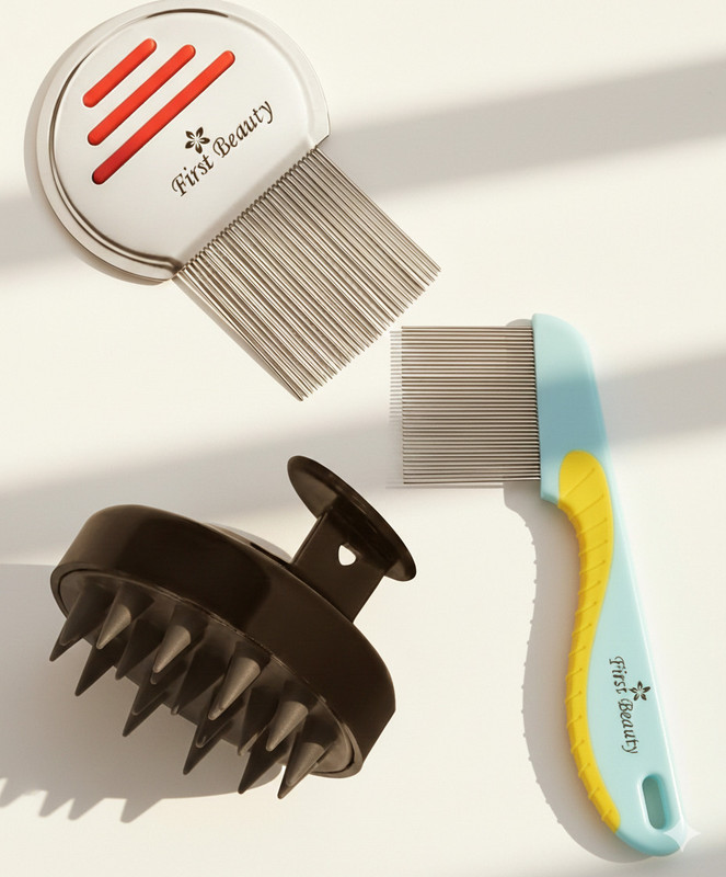FIRST BEAUTY Fine Tooth Stainless Steel Lice and Nit Remover Comb Set Pack of 3