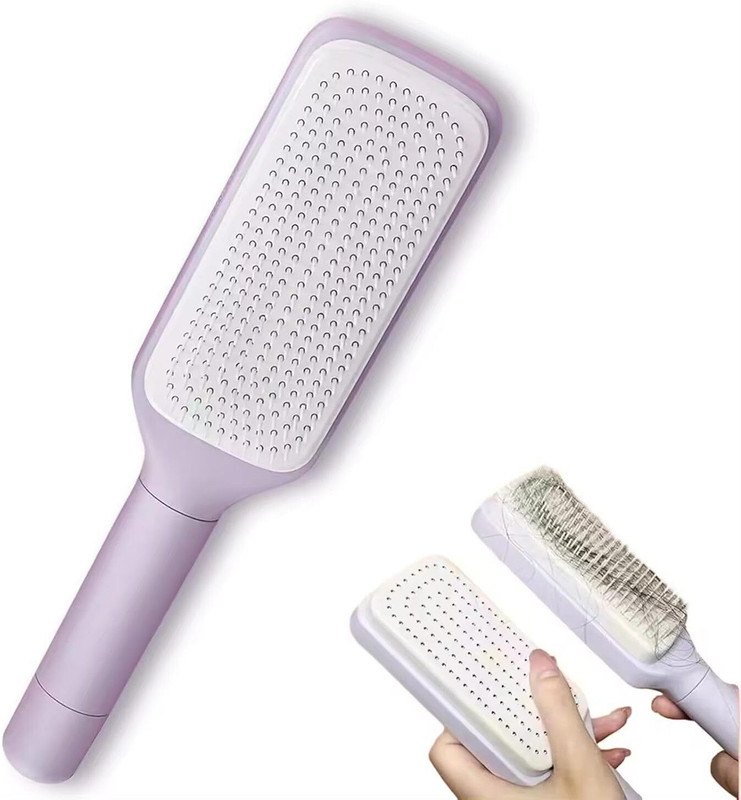 H N R Self-Cleaning Anti-Static Massage Comb, 4-in-1 Hairbrush for Smooth