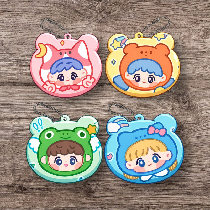 Kawaii Beautiful 4 Pcs Cartoon Mini Comb With Mirror Portable Travel Comb Folding