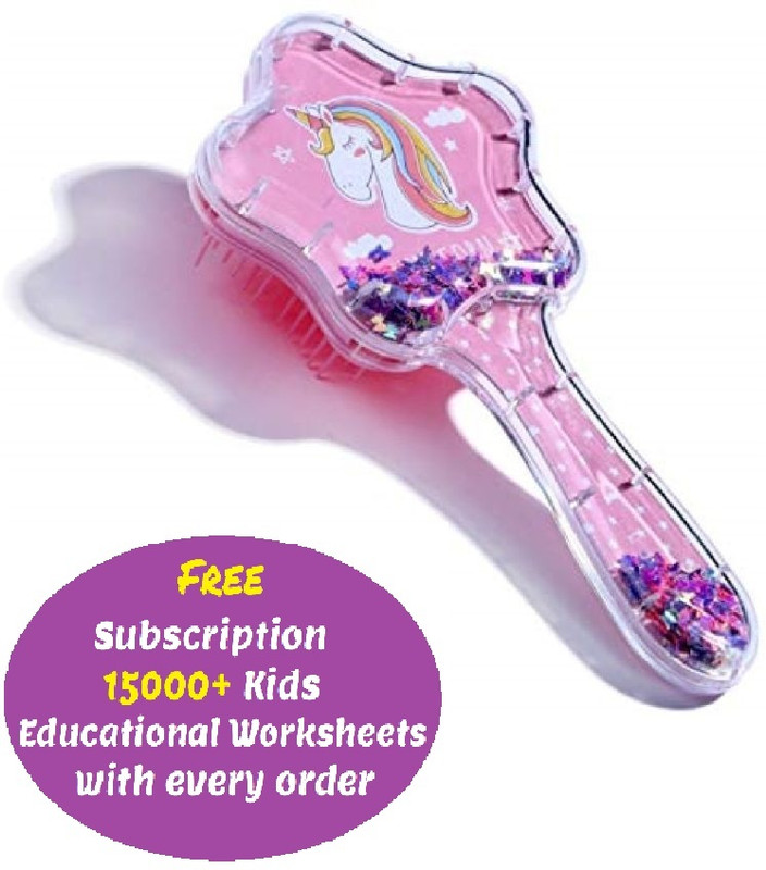 Kidsaholic Unicorn Hair Brush for Kids, Rubber Bristles,Elegant design (Pack of 2)