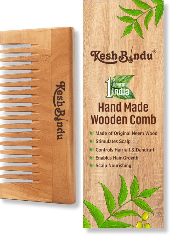 KeshBindu Neem Wood Combs 100% Handmade, Anti- Dandruff